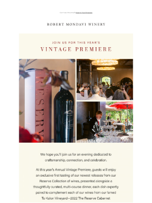 Robert Mondavi Winery - Reserve your seat for our Vintage Premiere
