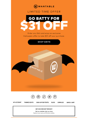 Wantable - 🎃 $31 OFF 🎃 happy Halloween offer!