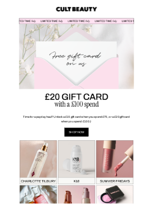 Cult Beauty (United Kingdom) - Starts now! FREE £20 gift card