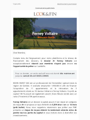 Look & Fin (France) - Welcome Deal Nouveau dossier A+ : Ferney Voltaire