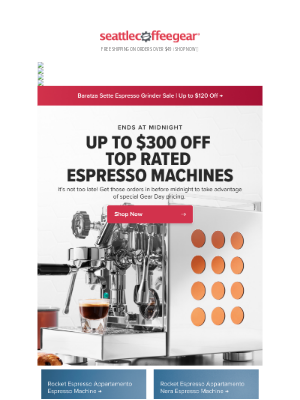 Seattle Coffee Gear - ⚙️ Up to $300 Off Top Espresso Machines Ends at Midnight!