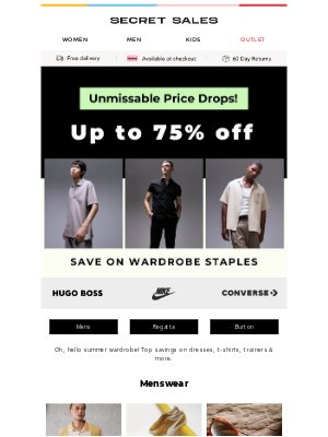 Secret Sales (United Kingdom) - PRICE REDUCTIONS! Up to 75% off Nike, adidas, The North Face