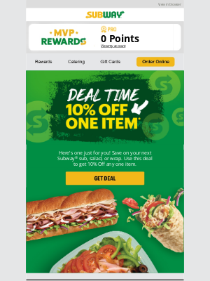 Subway - 📩 New deal alert: 10% Off your next sub, salad or wrap