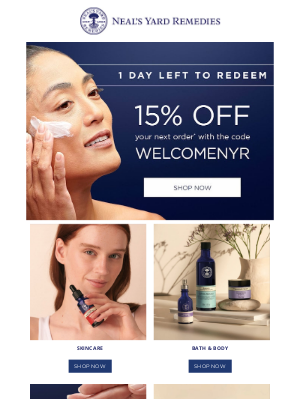 Neal's Yard Remedies - Final reminder for 15% off
