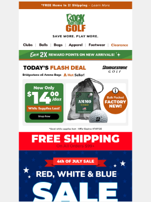 Rock Bottom Golf - 15% OFF BANGIN' BARGAINS + FREE Shipping! 💥🎉 Happy 4th of July!