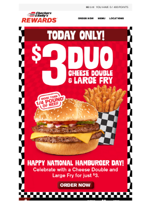 Checkers Drive-In Restaurants - $3 duo for National Hamburger Day! 🍔🍟