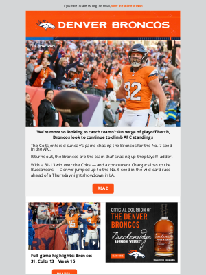 Denver Broncos - OJ: On verge of playoff berth, Broncos look to continue to climb AFC standings