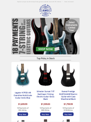 American Musical Supply - Ready for Something Different? 7+ Strings & 18 Payments!