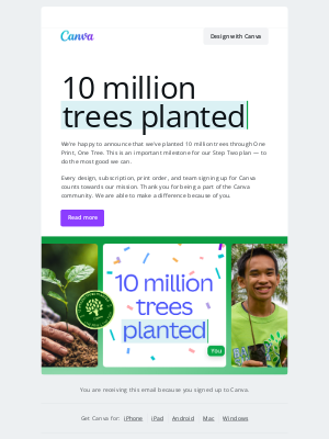 Canva - We’ve planted 10 million trees! 🥳