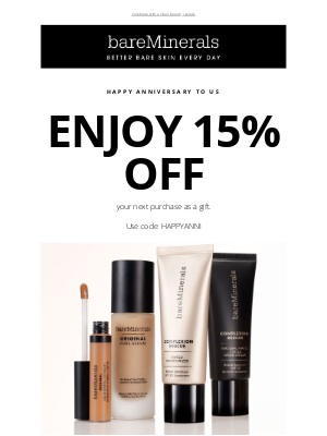bareMinerals - Our anniversary gift to you? 15% OFF