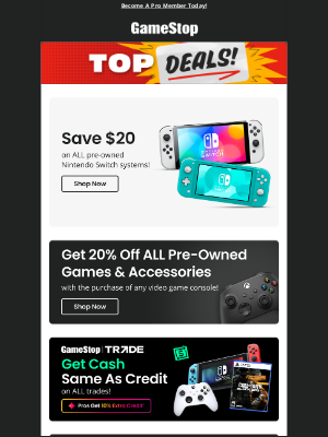 GameStop - 🤑 Save $20 on ALL pre-owned Switch systems! 🤑