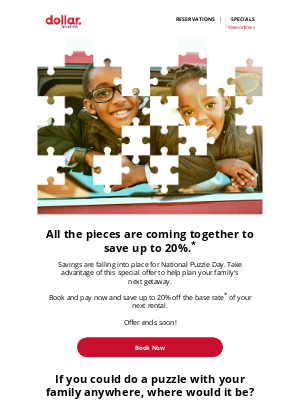 Dollar Rent A Car - Save up to 20% for National Puzzle Day