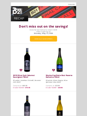 B-21 Fine Wines - Last Call! These Offers Expire Monday at 11:59PM ET!