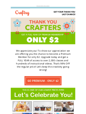 Craftsy - Last Chance: A 98% Off Thank You.