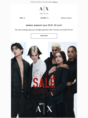 Armani Exchange - The sale is starting: 30% off