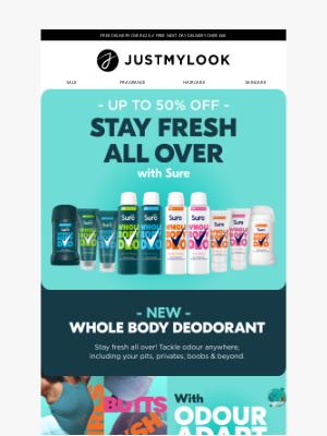 Just My Look (United Kingdom) - Stay Fresh with Sure: Up To 50% Off