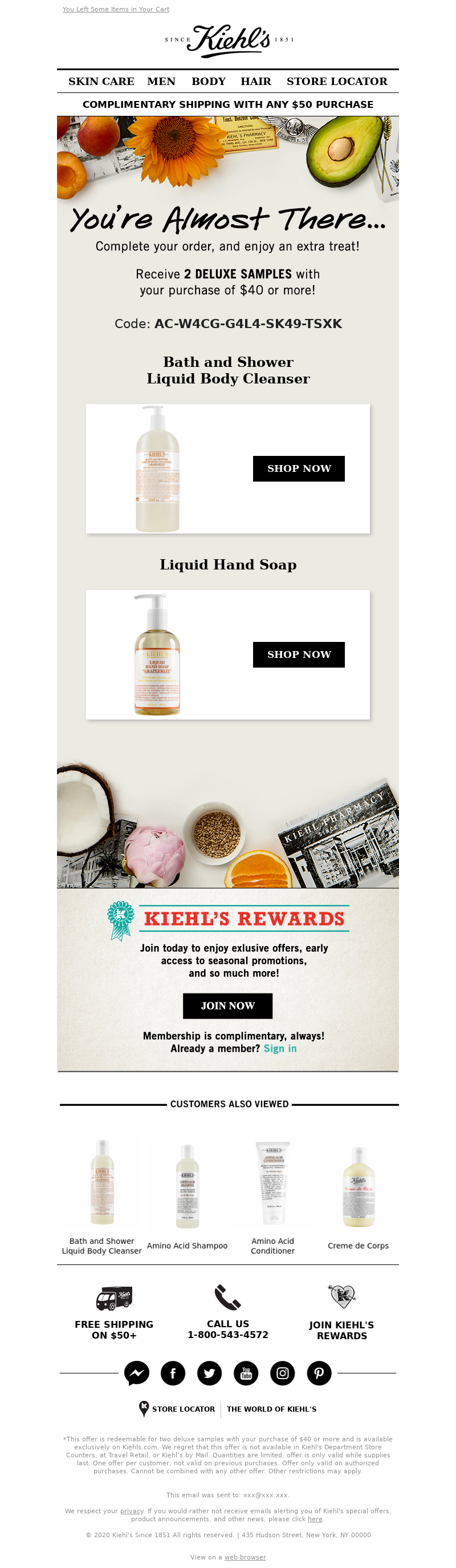 Kiehl's USA - 2 Deluxe Samples - Your Choice!