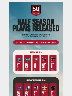 Tampa Bay Buccaneers - Half Season Plans Released for the 50th Season