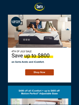 Serta - Up to $400 off iComfort foam & hybrid