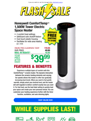 Menards - Honeywell Electric Heater under $40!