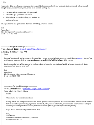 Salesforce - Re: Salesforce Follow Up