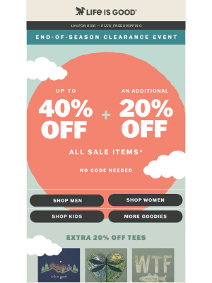 Here’s 40% OFF + an EXTRA 20% OFF!