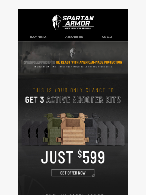 Spartan Armor Systems - Be Prepared - Get 3 Kits for 1 Price, Act Fast!