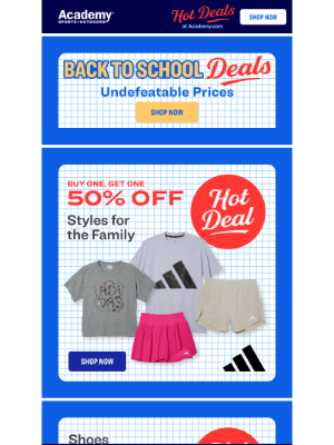Academy Sports + Outdoors - BOGO 50% OFF adidas Styles for the Fam