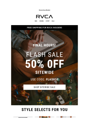 RVCA - Last Chance - Flash Sale Ends Tonight!