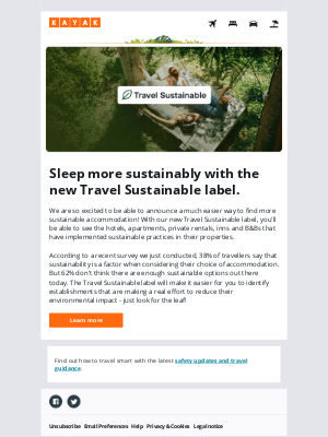 KAYAK (UK) - Now you can easily find sustainable accommodations