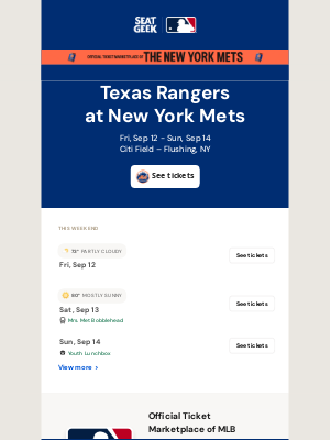 SeatGeek - Mets vs Rangers