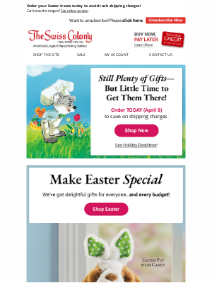 The Swiss Colony - Last Day for Standard Easter Shipping