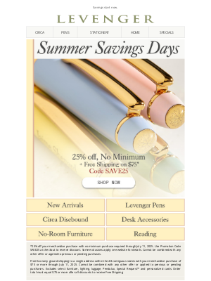 Your Summer Treat—25% Off + Free Shipping