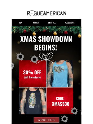 RogueAmericanApparel.com inc - XMAS Showdown Begins | 30% Off All Gear!