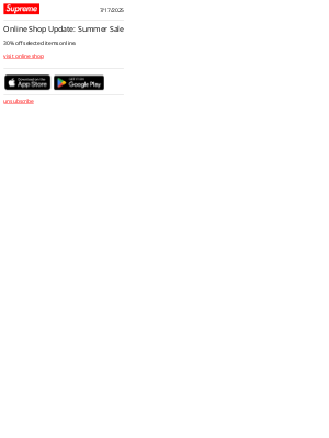 Supreme - Online Shop Update: Summer Sale