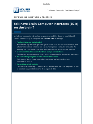 Mouser Electronics - Empowering Innovation Together -Your exclusive content on Brain-Computer Interfaces