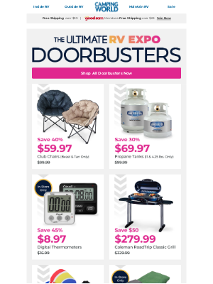 Camping World - Ultimate Savings on RV Expo Doorbusters 🤩