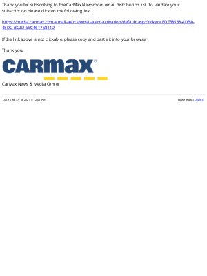CarMax - CarMax News & Media Center - Validate Account