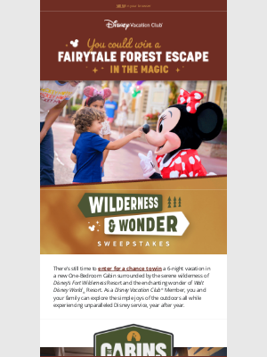 Disney World Resorts - 🌲🍃✨ The wilderness is calling! You could win a 6-night Cabin stay!