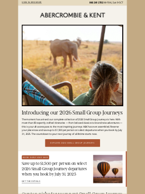 Abercrombie & Kent - AVAILABLE NOW: All 2026 Small Group Journeys