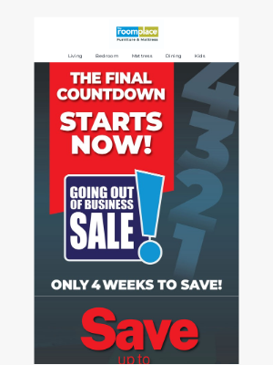 The RoomPlace - ⏳ The Final Countdown Starts Now: 4 Weeks to Save Big!