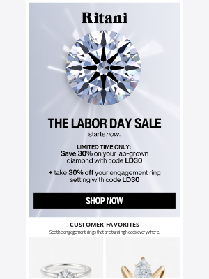 Ritani - ⚡ Your Early Labor Day Savings Are Here 💎