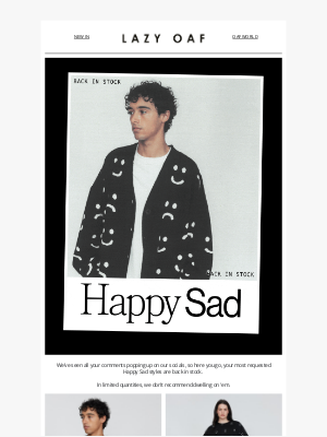 Lazy Oaf (United Kingdom) - Back In Stock: Happy Sad 🙂🙁