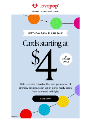 Lovepop - FLASH SALE: BDay cards starting at $4 🎉