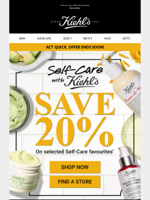 Kiehl's (UK) - Mary, 20% off* is happening RIGHT NOW