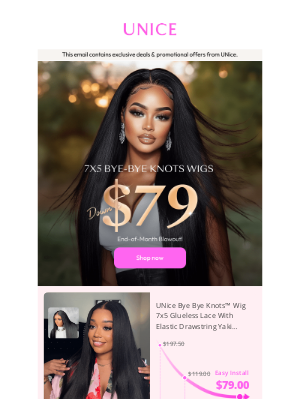 UNice - Love That Natural Look? Try This Yaki Texture Wig. Only $79 💕
