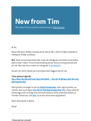 Tim Ferriss - New from Tim — 