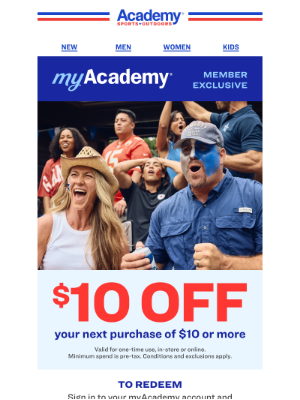 Academy Sports + Outdoors - Don’t Forget: You Have $10 OFF!