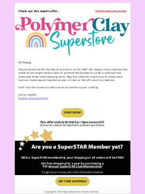 Polymer Clay Superstore - Save 10% on Summer Shades! ☀️