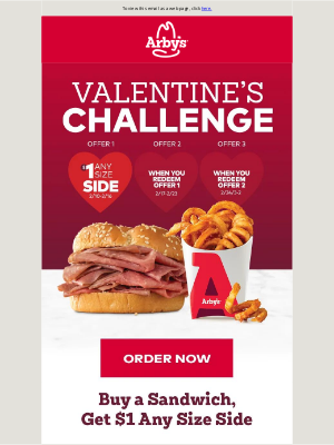 Arby's - $1 any size side with sandwich purchase ❤️